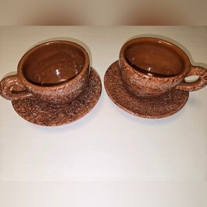 Tea Coffee Cups With Saucers Set of 2 Vintage